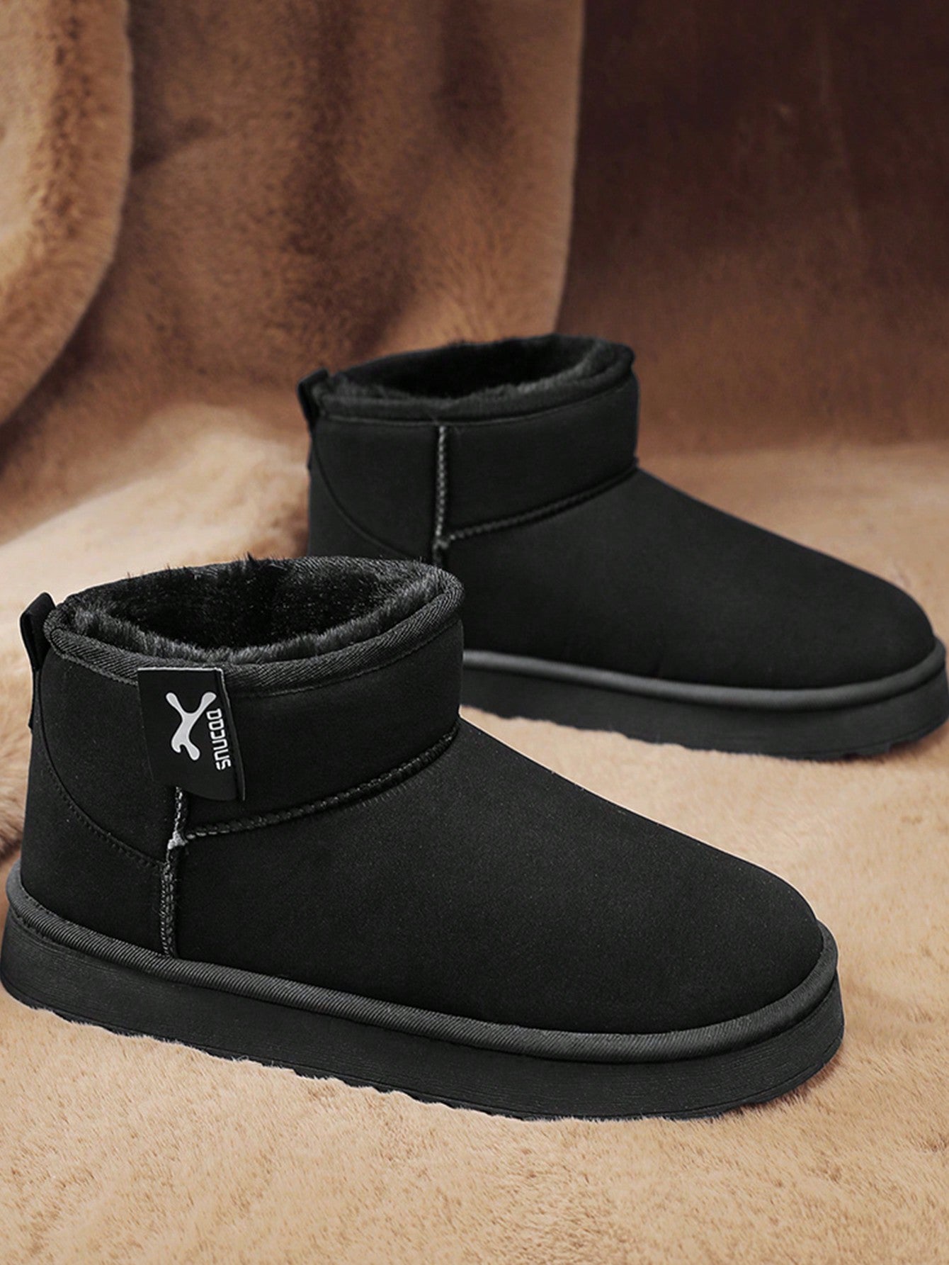 Women's Winter Fur-Lined Suede Snow Boots, Fashion Versatile Outdoor Warm Shoes