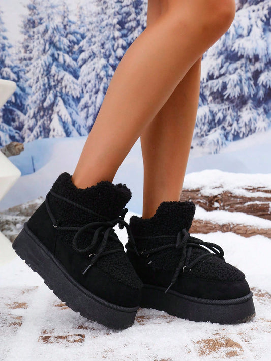 Women's Thick Sole Snow Boots, New Lined Winter Casual Warm Anti-Slip Short Ankle Boots