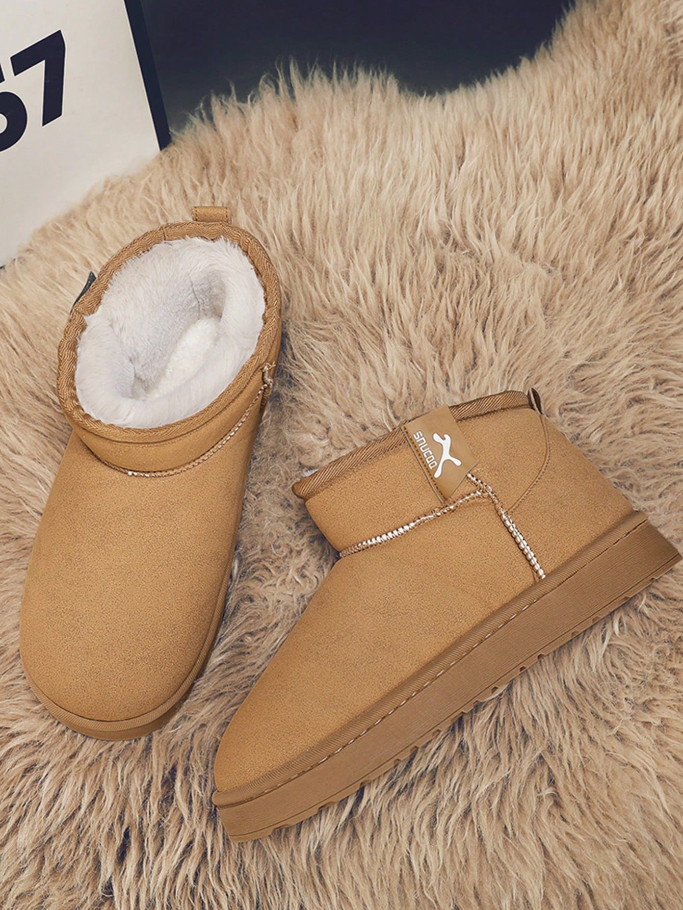 Women's Winter Fur-Lined Suede Snow Boots, Fashion Versatile Outdoor Warm Shoes