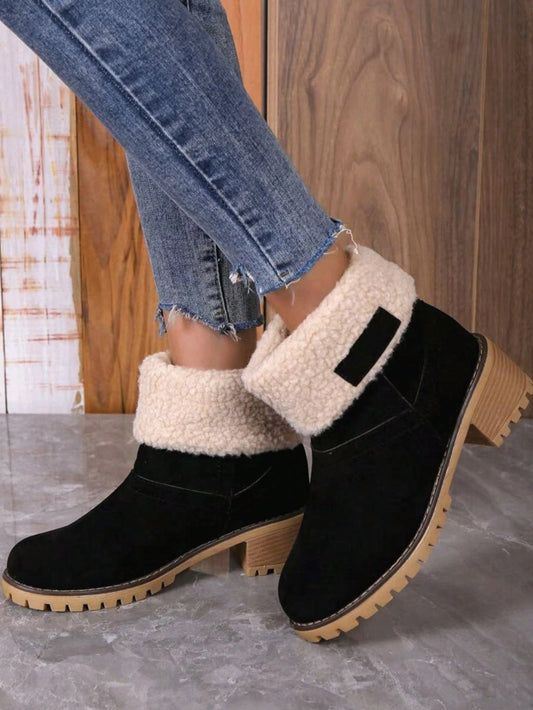 Autumn/Winter New Boots Plus Velvet Thickened Boots, Round Toe Design, Suitable For Going Out, Work, School Use